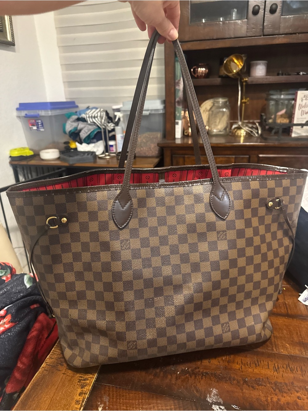 Louis Vuitton NeverFull GM Damier Ebene bag & Takashi Murakami Limited Bag Charm